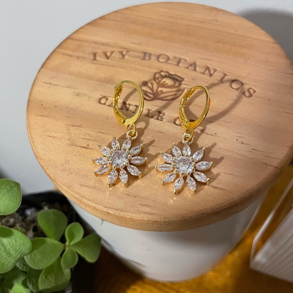 18K Gold Plated Sunflower Earrings